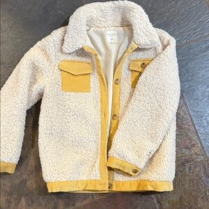 Hayden Girls Cream and Yellow Sherpa Jacket